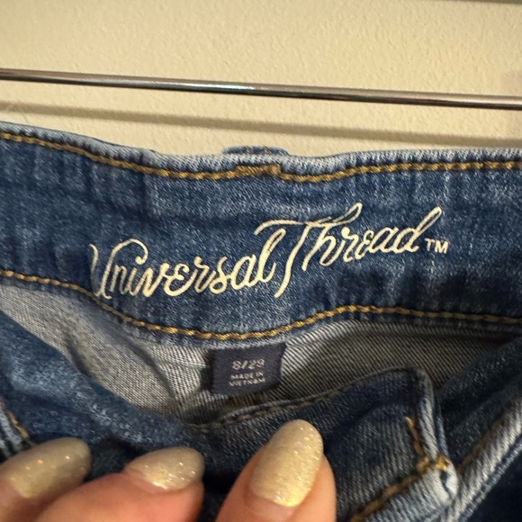 2/$15 Universal Thread High Rise Midi Distressed Denim Shorts - Picture 2 of 5
